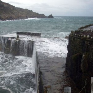 Temporary waterfall - Lamorna Cove Quay, 28th Dec, 2009