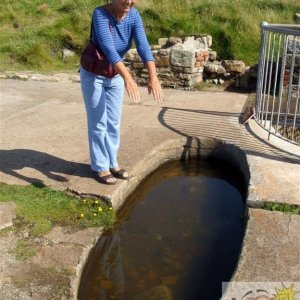 Miner's bath, Levant Mine - Jan about to take the plunge!