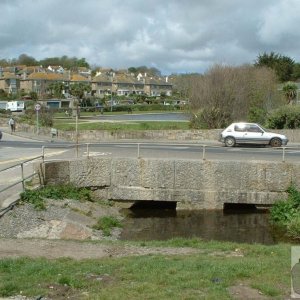 The Bridge and Lariggan River at the beginning of Tolcarne Beach