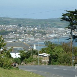 View of Penzance from top of Chywoone Hill