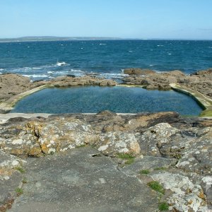 Leaving Mousehole for Newlyn: the tidal Swimming pool