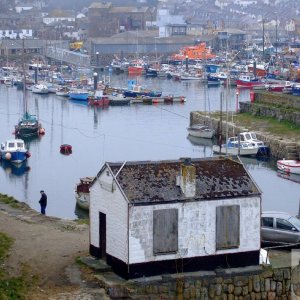 Old Newlyn Harbour and the newer moorings - 17Mar10