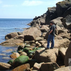 Rocks to west of Penberth Cove's slipway