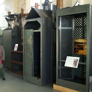 Miners' cage for moving to and from the workings, Geevor