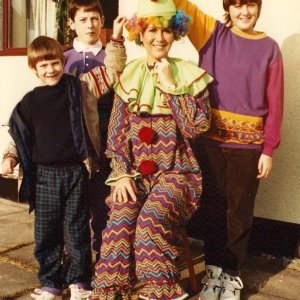 Clown and family