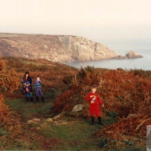 St Loy - Family clifftop stroll - Feb, 1992