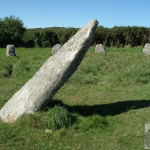 Boscawen Un Stone Circle - Leaning centre stone