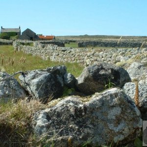 Celtic fields and stone hedges near Little Bosullow and Carn Galver