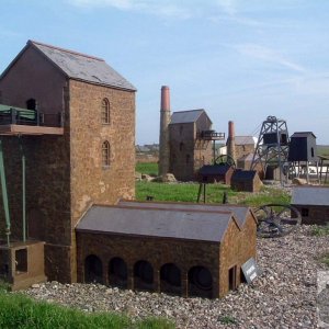 Convincing model showing the skyline in Cornwall's mning heyday.