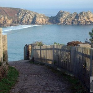 Porthcurno from the path beside the Minack Theatre