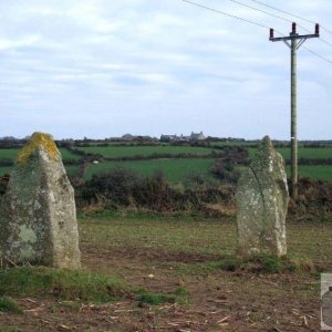 Standing stones in a field at Drift/Catchall