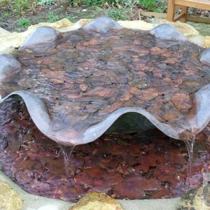 Copper autumn leaves sculpture, Penlee Park, Feb., 2007