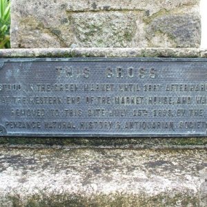 Plaque on Rex Ricatus Cross, Penlee Park, Feb., 2007