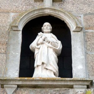 Sculpture of St Peter at rear of the church
