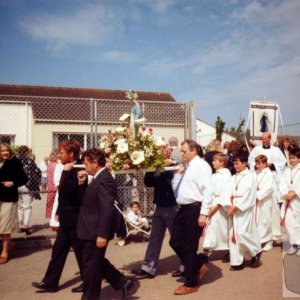 The May Procession, 1990, begins at St Mary's RC School