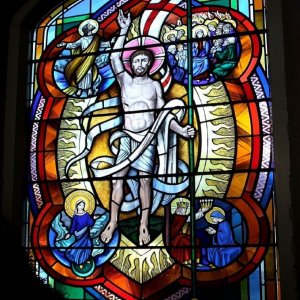 Stained glass windows in the Catholic Church in Rosevean Road