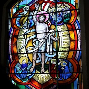 Stained glass windows in the Catholic Church in Rosevean Road