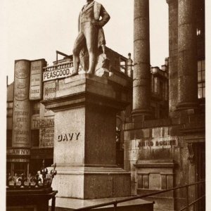 The Davy Statue and Peasgood Pharmacy in Background