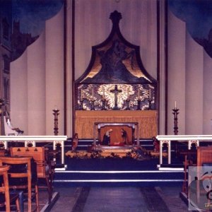 St Mary's Church altarpiece before it was destroyed by fire.