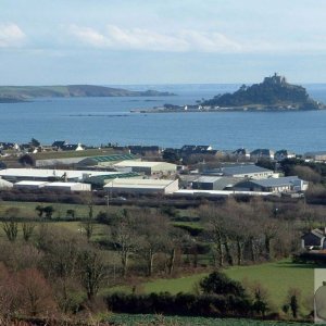 Long Rock Industrial Estate and Mount's Bay from Gulval-Ludgvan walk