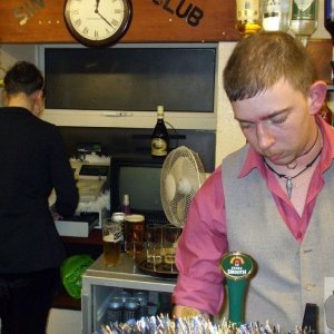 Tired barman, British Legion, New Year's Eve 2009