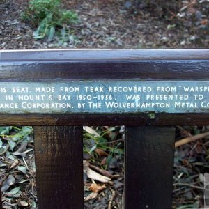 Bench made from the wood of HMS Warspite, Morrab Gdns