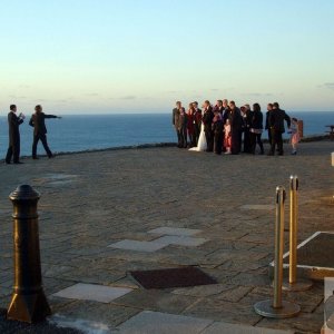 Wedding at Land's End froma discreet distance