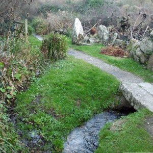 The river at Porthcurno before it hits the beach - 12th Dec., 2009