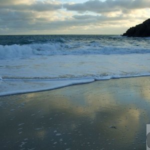 The beach a mirror! Porthcurno, 12th Dec., 2009