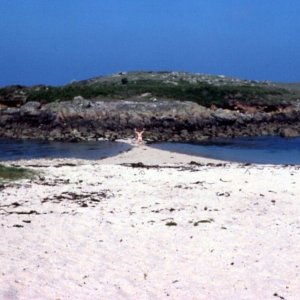 Tide all but surrounds Toll's Island,St Mary's