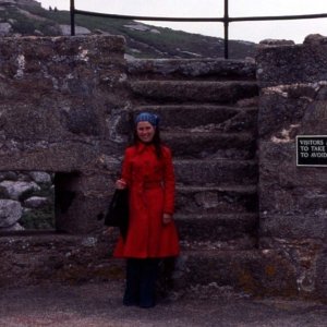 Jan in Cromwell's Castle, Tresco, Scilly - June 1977