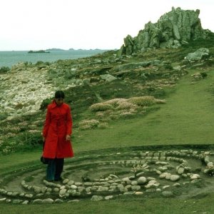 Jan by Troy Town Maze, St Agnes, Scilly, 1977