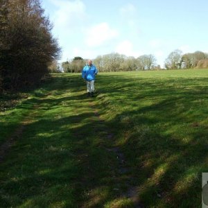 Walking across field from Trelissick, St Erth - 11Mar10