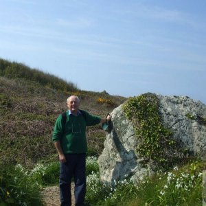 Autosnap during clifftop walk, St Ives, in spring
