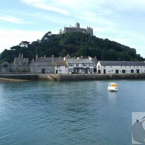 A view of the harbour wharf from the boat - St Michael's Mount