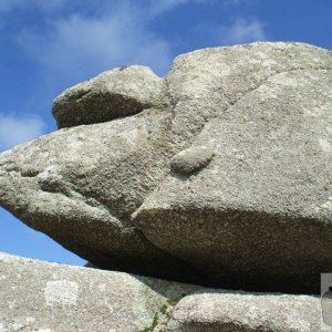 Natural sculpture on way up east flank of Trencrom Hill