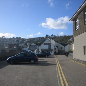 Looking towards the Tolcarne Inn