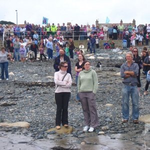 Crowds gather at Tolcarne to watch the raft races