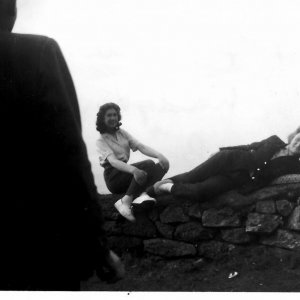 Wendy Lewis and Beryl Randle at Land's End after Billy Butlin's End