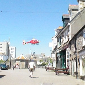 Air Ambulance Sends Garden Furniture Flying