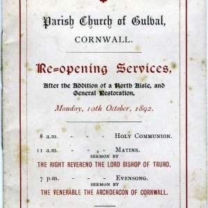 Parish Church of Gulval Re-Opening 1892