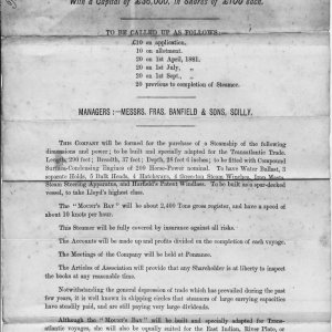 Mounts Bay Steamship Company - Provisional Prospectus - 1881