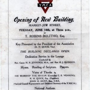 Opening of New YMCA building Market Jew Street 1923