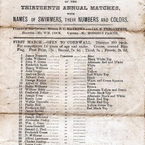 Penzance Swimming Association 1876 Official Card