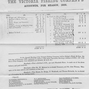 Victoria Fishing Company 1866 Accounts