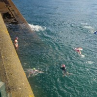 swimmers in mount's bay.