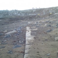 Remains of Old Sea Wall, Western Green beach