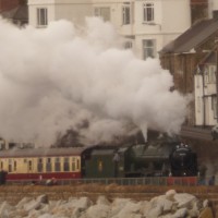 Steam train leaving Penzance