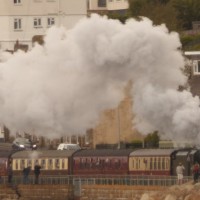 Steam train leaving Penzance