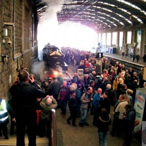 The crowd that gathered below